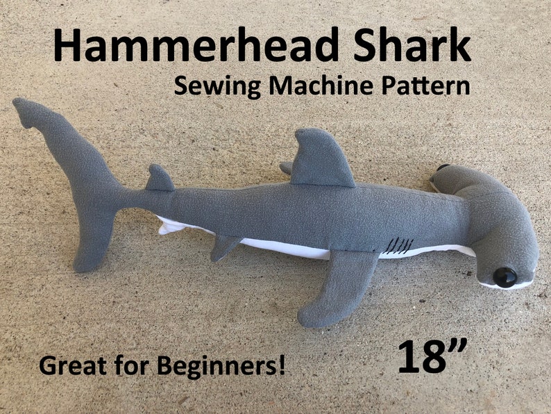 Hammerhead Shark Sewing Pattern Beginner Sewing Machine Step-by-Step Tutorial with Traceable Template image 2