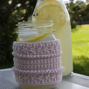 Dishcloth and Cup Cozies CROCHET PATTERN PDF Star Stitch Tapered Glass, Mug, Mason Jar cup cozy and Dishcloth Set dish cloth dish rag image 5