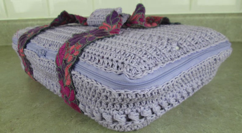 Dishcloth and Casserole Cover with Bead Stitch CROCHET PATTERN PDF Reusable Travel Dish Cover Zipper 9x13 Pan Carrier image 5