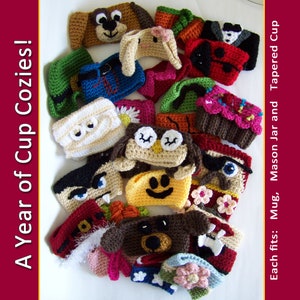 Year of Cup Cozies: Cup Cozy eBook 26 Cochet Patterns Bi-weekly Christmas Halloween Birthday Thanksgiving 4th of July and more... image 1