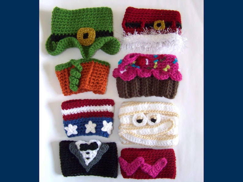 Year of Cup Cozies: Cup Cozy eBook 26 Cochet Patterns Bi-weekly Christmas Halloween Birthday Thanksgiving 4th of July and more... image 6