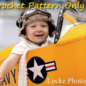 Aviator Costume Crochet Pattern PDF Hat Goggles Scarf baby child boy girl men women teen tween man womanWinter Hat or Halloween Costume image 3