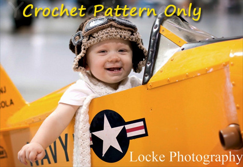 Aviator Costume Crochet Pattern PDF Hat Goggles Scarf baby child boy girl men women teen tween man womanWinter Hat or Halloween Costume image 3