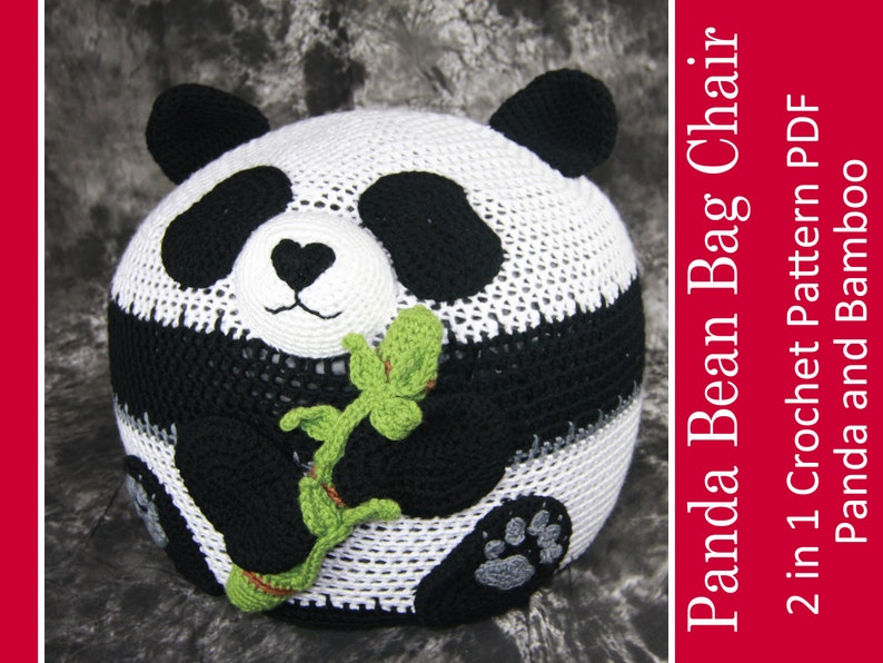 Panda Bean Bag Chair Ottoman Pouf CROCHET PATTERN PDF and Bamboo image 1