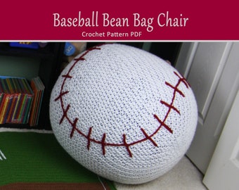 Baseball Bean Bag Chair / Pouf Only - CROCHET PATTERN