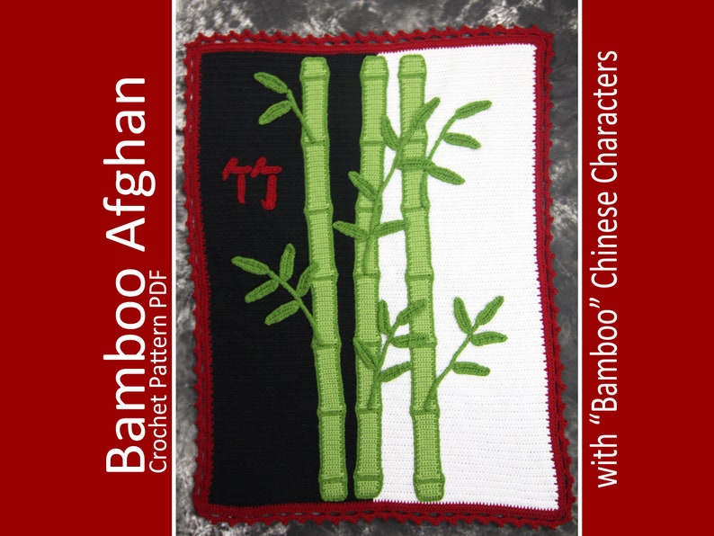 Coperta per neonati in bambù Lapghan con caratteri cinesi SCHEMA UNCINETTO PDF Afgano con caratteri cinesi per Bamboo immagine 1