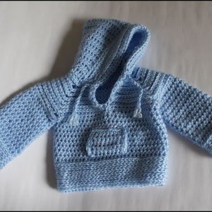 Baby Blue HDC Faux Stockinette Baby Set CROCHET PATTERN Baby Blanket Sweater Hoodie Booties Hat Beanie Faux Knit image 6