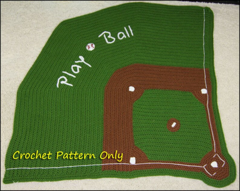 Play Ball Baseball Bean Bag Chair, Ball Diamond Baby Blanket, Bunting and Pennant CROCHET PATTERN image 4