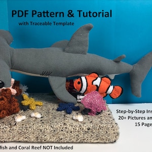 Hammerhead Shark Sewing Pattern Beginner Sewing Machine Step-by-Step Tutorial with Traceable Template image 3