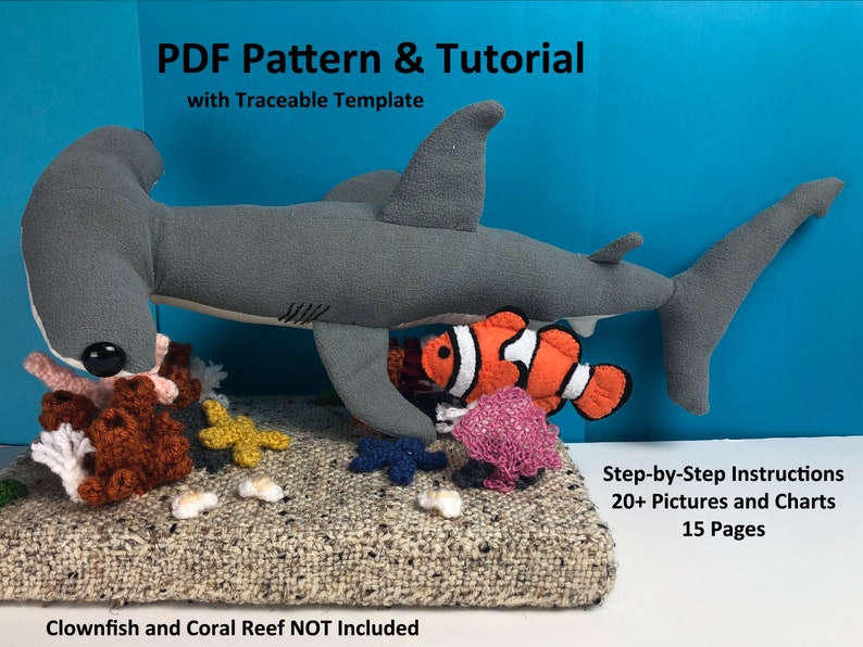 Hammerhead Shark Sewing Pattern Beginner Sewing Machine Step-by-Step Tutorial with Traceable Template image 3