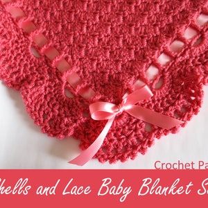 Shells and Lace Baby Blanket Set - CROCHET PATTERN PDF - Hat, Sweater, Booties, Baby Blanket - Baby Shower Gift - Baby Girl - Newborn