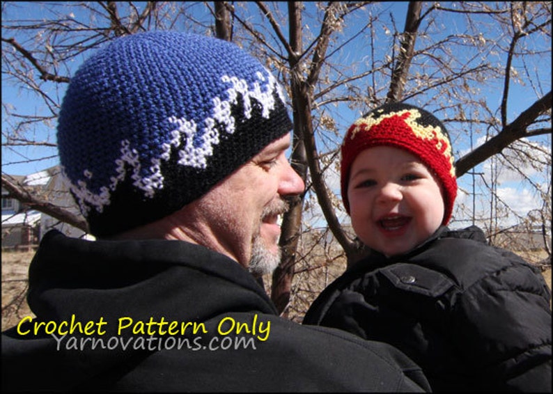 Flame Beanies and Mittens CROCHET PATTERN Fire Hat for the whole family image 3