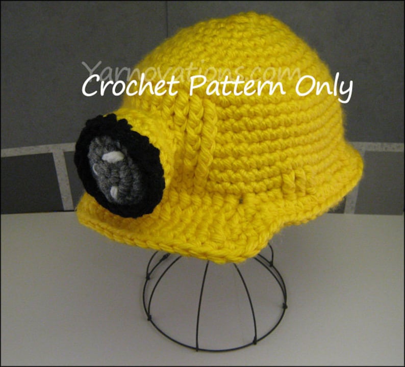 Coal Miner Helmet and Mining Set Crochet Pattern hard hat, dynamite, blasting box and acme storage box, great playtime and Halloween costume image 4