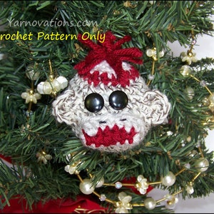 Sock Monkey Toys and Gifts: 2 Cup Cozy Designs, Christmas Ornament, Stuffed Animal Crochet Pattern Cozy for Mason Jar Mug Tapered Glass image 3