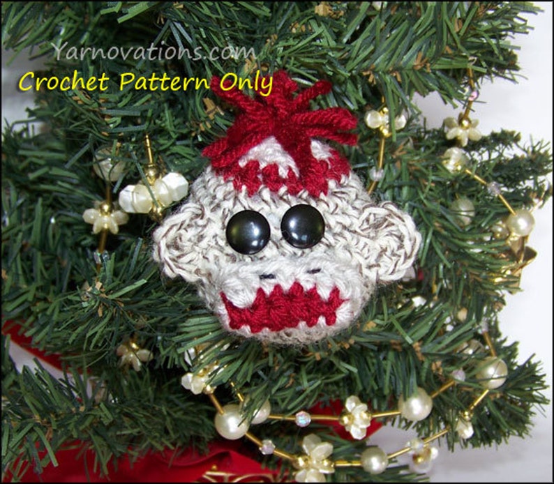 Sock Monkey Toys and Gifts: 2 Cup Cozy Designs, Christmas Ornament, Stuffed Animal Crochet Pattern Cozy for Mason Jar Mug Tapered Glass image 3