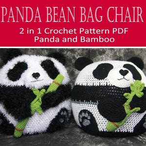 Panda Bean Bag Chair Ottoman Pouf CROCHET PATTERN PDF and Bamboo image 2