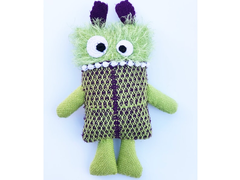 Monster Pin Loom Pattern PDF Pajama Keeper, Pillow Pal, Purse, Bag Tutorial with Photos Made with 4 Pin Loom Square Only image 2