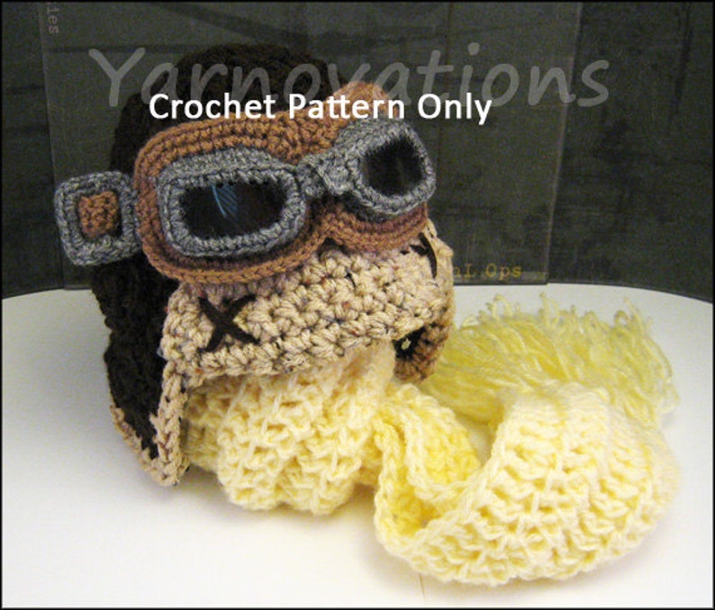 Aviator Costume Crochet Pattern PDF Hat Goggles Scarf baby child boy girl men women teen tween man womanWinter Hat or Halloween Costume image 6