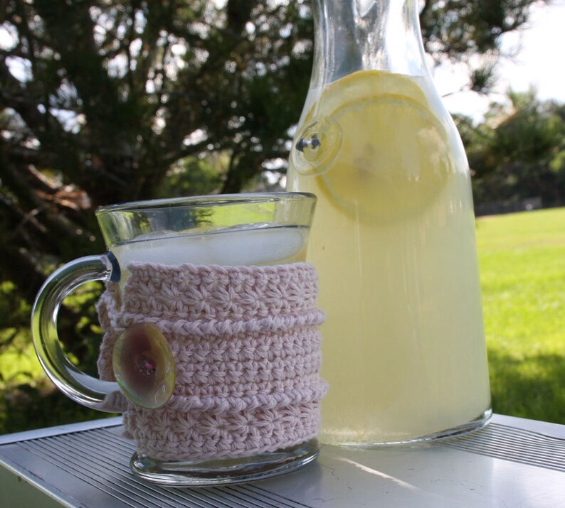 Dishcloth and Cup Cozies CROCHET PATTERN PDF Star Stitch Tapered Glass, Mug, Mason Jar cup cozy and Dishcloth Set dish cloth dish rag image 6