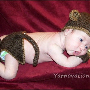 Li'l Monkey Hat, Diaper Cover, Booties, Mitts for Newborn and Preemie crochet pattern pdf image 3