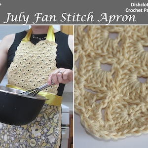 Apron and Dishcloth - CROCHET PATTERN PDF - Vintage Modern Apron Crochet Bib, Kitchen, Fan and V Stitch