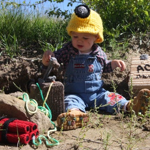 Coal Miner Helmet and Mining Set Crochet Pattern hard hat, dynamite, blasting box and acme storage box, great playtime and Halloween costume image 3