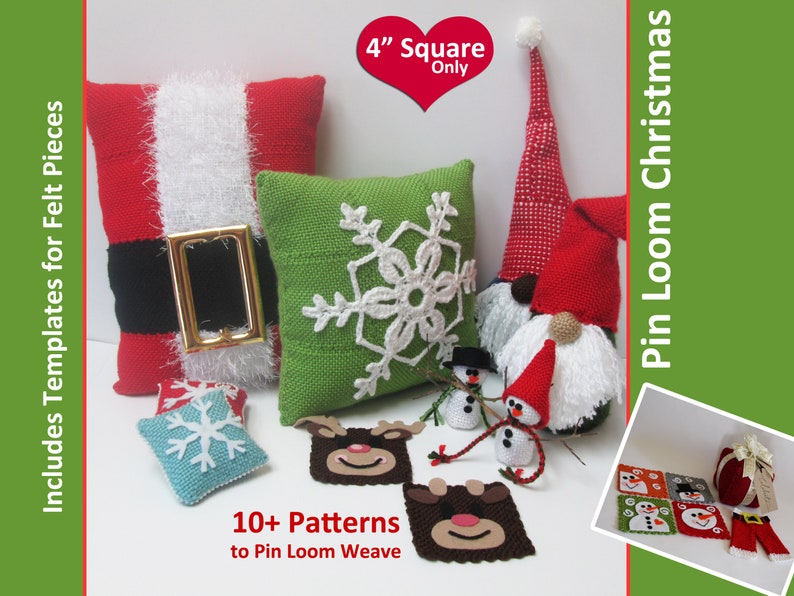 11 Christmas Items to Pin Loom Weave Pin Loom Weaving Pattern Set image 1