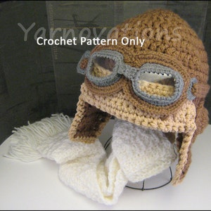 Aviator Costume Crochet Pattern PDF Hat Goggles Scarf baby child boy girl men women teen tween man womanWinter Hat or Halloween Costume image 4