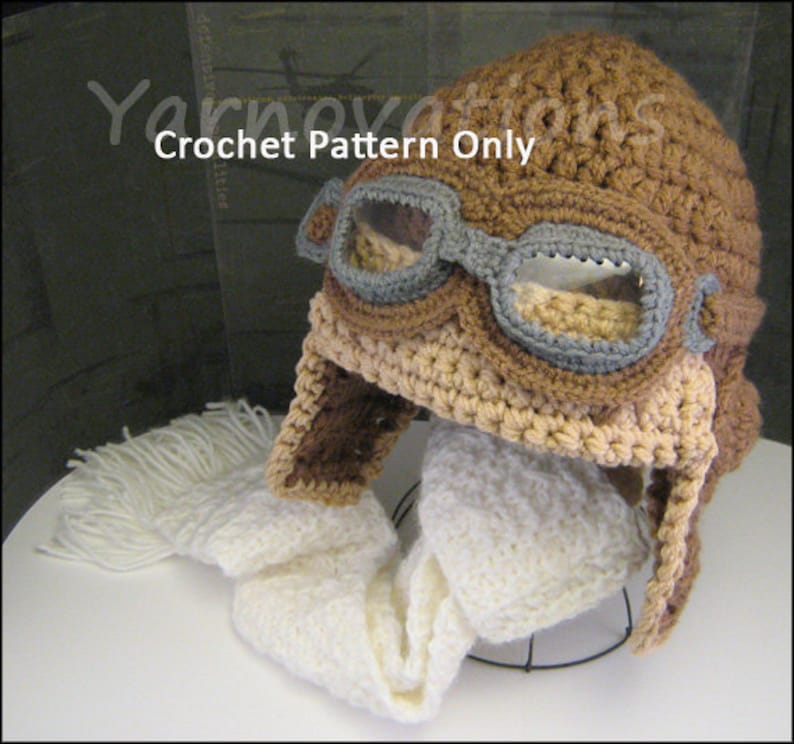 Aviator Costume Crochet Pattern PDF Hat Goggles Scarf baby child boy girl men women teen tween man womanWinter Hat or Halloween Costume image 4