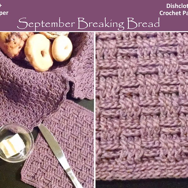 Dishcloth and Bread Basket Liner - CROCHET PATTERN PDF Bread Warmer dish cloth dish rag wash rag Basket Weave Crochet Stitch