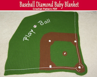 Baseball Diamond Baby Blanket Only - CROCHET PATTERN