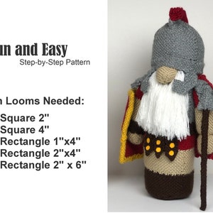 Roman Soldier Gnome Pin Loom Pattern PDF with Step by Step Instructions image 3