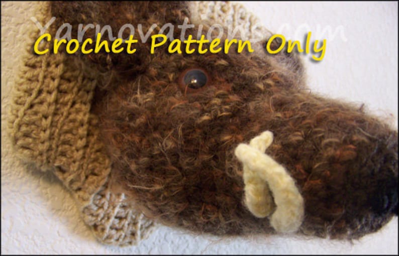 Boar, Mounted Wild Boar's Head Crochet Pattern PDF Pig Swine Hog Sow Porker and pig stuffed animal image 2