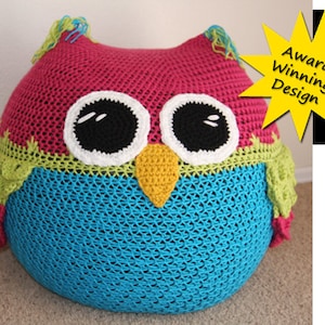 Owl Set CROCHET PATTERN PDF Bean Bag Chair, Hats, Pants, Tree Granny Square Blanket & Stuffed Animal Toy for Nursery, Newborn and Baby image 4