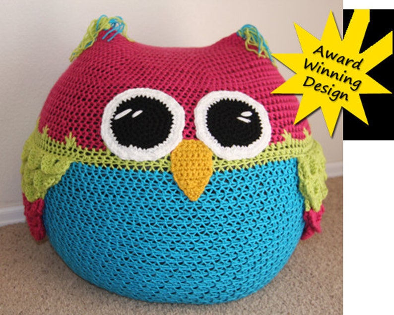 Owl Set CROCHET PATTERN PDF Bean Bag Chair, Hats, Pants, Tree Granny Square Blanket & Stuffed Animal Toy for Nursery, Newborn and Baby image 4