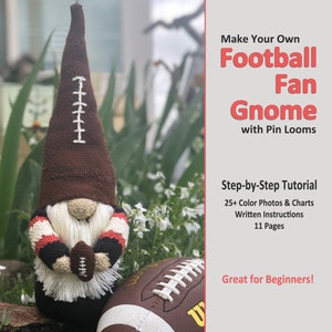 Football Fan Gnome Pin Loom Pattern Step by Step Tutorial