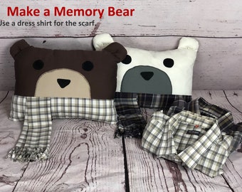 Memory Bear Pillow Sewing Pattern Step by Step Tutorial Printable Templates Bear Panda and Bamboo Patterns Included Easy Beginner Pillow Pal