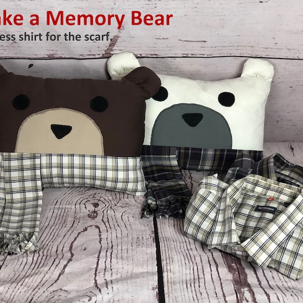 Memory Bear Pillow Sewing Pattern Step by Step Tutorial Printable Templates Bear Panda and Bamboo Patterns Included Easy Beginner Pillow Pal