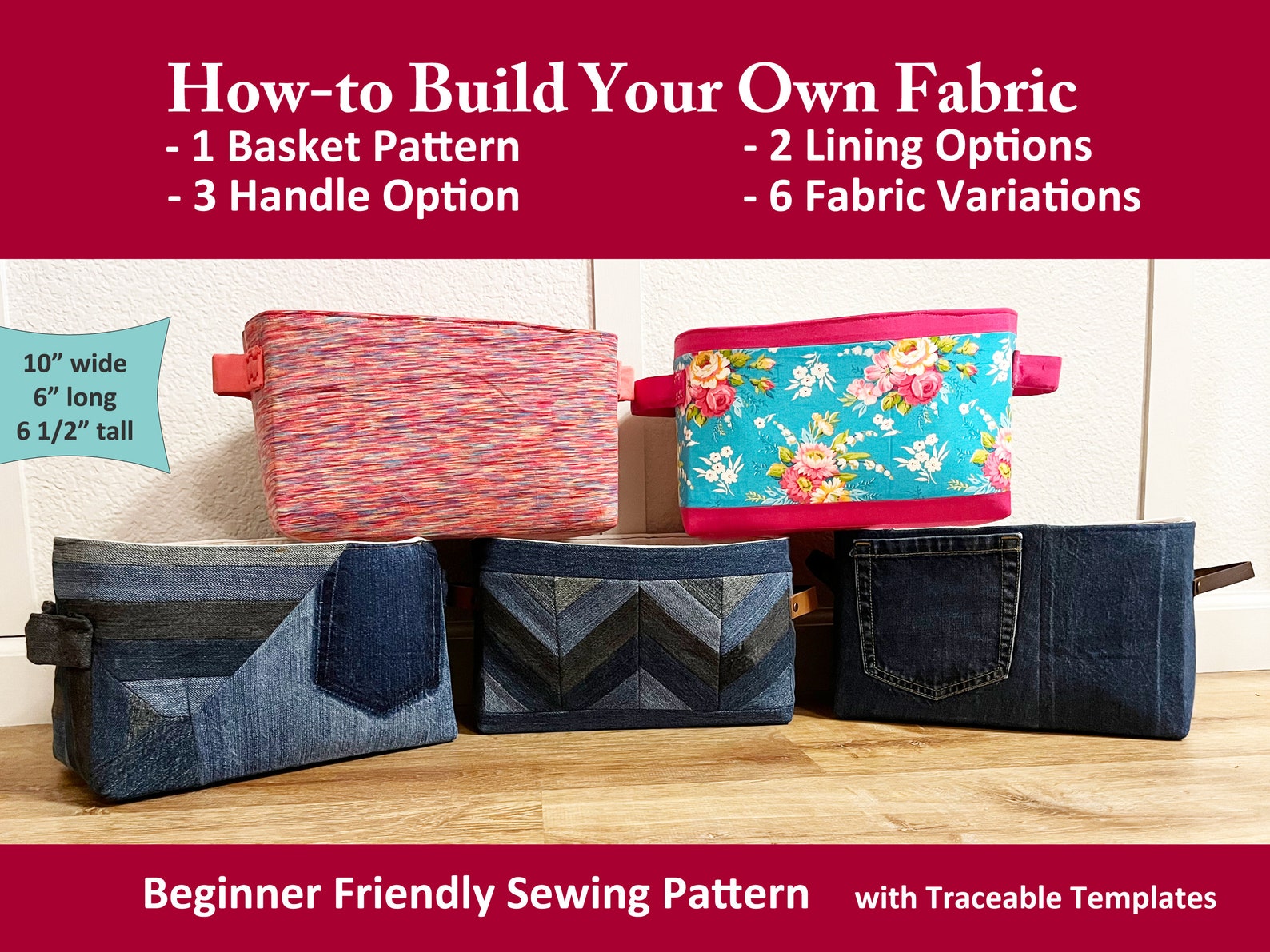 Fabric Basket Sewing Pattern PDF Storage Basket Storage Box Easy ...