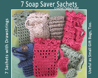 Soap Saver Collection with BONUS: Mary Jane Wash Mitt - Crochet Pattern PDF Sachets and Gift Bags