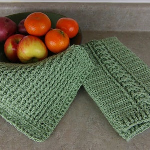 Cabled Tea Towel and Dishcloth CROCHET PATTERN PDF dish towel dish cloth washcloth wash cloth dish rag Crochet Cable Stitch image 2