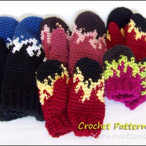 Flame Beanies and Mittens CROCHET PATTERN Fire Hat for the whole family image 5