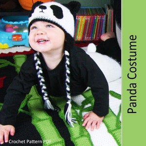 Panda Costume CROCHET PATTERN PDF Hats newborn toddler teen women men adult and Pants Diaper Cover newborn to 12 months image 1