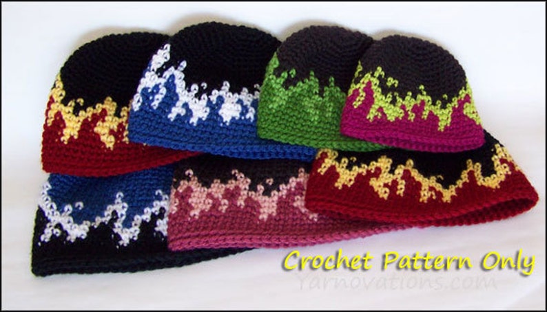 Flame Beanies and Mittens CROCHET PATTERN Fire Hat for the whole family image 4