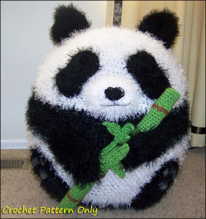 Panda Bean Bag Chair Ottoman Pouf CROCHET PATTERN PDF and Bamboo image 4