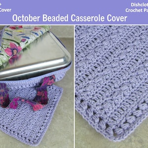 Dishcloth and Casserole Cover with Bead Stitch CROCHET PATTERN PDF Reusable Travel Dish Cover Zipper 9x13 Pan Carrier image 1