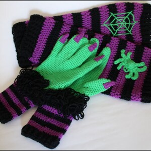 Witch Way, This Way Halloween Costum CROCHET PATTERN Hat, Gloves, Scarf, Leg Warmers-Boot Cuffs Witch Accessories image 4
