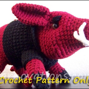 Boar, Mounted Wild Boar's Head Crochet Pattern PDF Pig Swine Hog Sow Porker and pig stuffed animal image 5