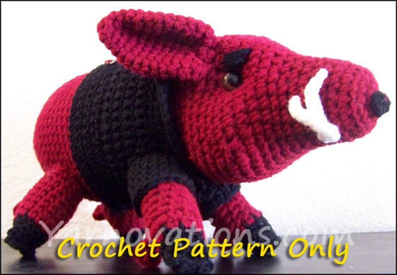 Boar, Mounted Wild Boar's Head Crochet Pattern PDF Pig Swine Hog Sow Porker and pig stuffed animal image 5