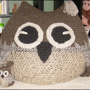 Owl Bean Bag Chair CROCHET PATTERN PDF Pouf Foot Stool Ottoman Cushion Floor Pillow Throw Pillow great for Nursery College Dorm Bedroom image 2